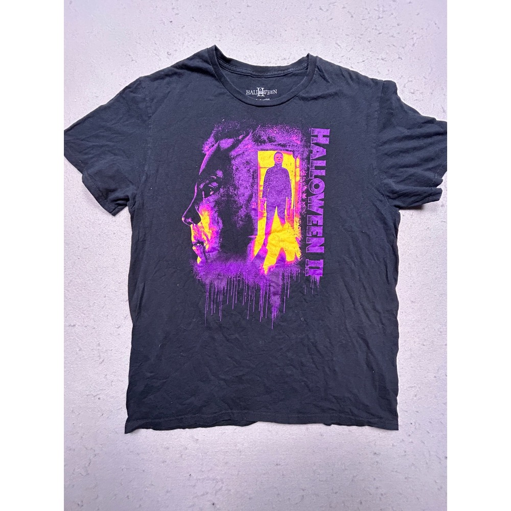 Halloween II Michael Myers Graphic T-Shirt Cotton Black‎ Large Mens
